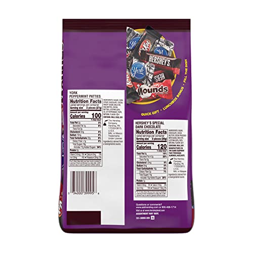 Hershey Assorted Dark Chocolate Flavored Snack Size, Candy Party Pack, 32.89 oz