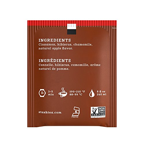 Stash Tea Cinnamon Apple Chamomile Herbal Tea - Naturally Caffeine Free, Non-GMO Project Verified Premium Tea with No Artificial Ingredients, 100 Count (BULK PACKAGING)
