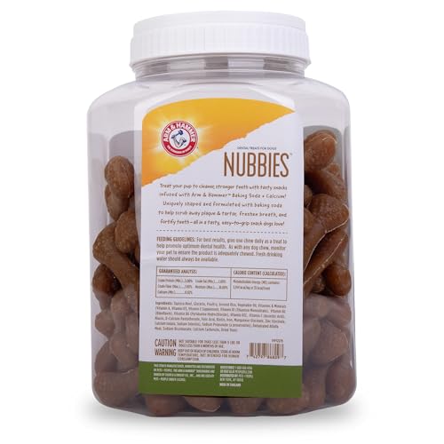 Arm & Hammer for Pets Nubbies Dental Treats for Dogs with Baking Soda and Calcium, Treat Chews Help Fight Bad Breath, Plaque & Tartar, Chicken, Value Bucket, 139 Pcs (Packaging may vary)