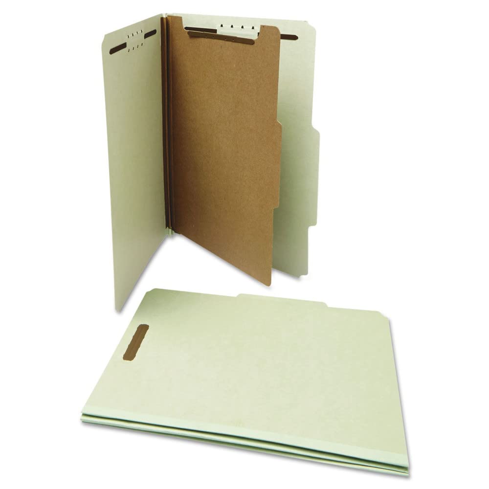 Universal UNV10253 4-Section Pressboard Classification Folder - Letter, Gray-Green (10/Box)