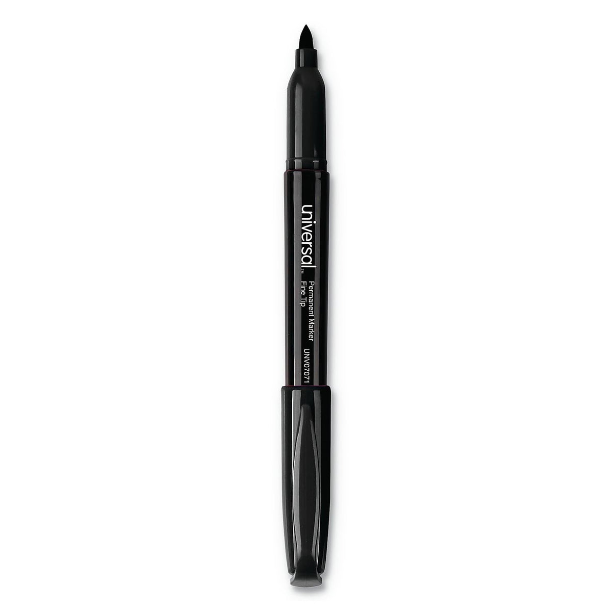 Universal UNV07071 Fine Bullet Tip Pen-Style Permanent Marker - Black (1 Dozen)