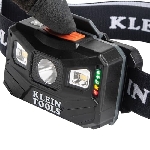 Klein Tools 56048 Rechargeable LED Headlamp, Adjustable Fabric Strap, 400 lms, All-Day Runtime, for Work, Running, Outdoor Hiking