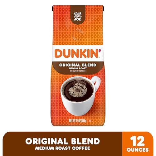 Dunkin' Original Blend Medium Roast Ground Coffee, 12 Ounce, brown