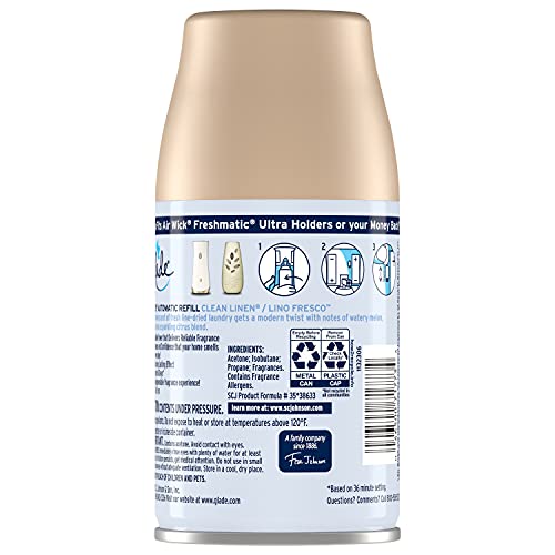 Glade Automatic Spray Refill, Air Freshener for Home and Bathroom, Clean Linen, 6.2 Oz