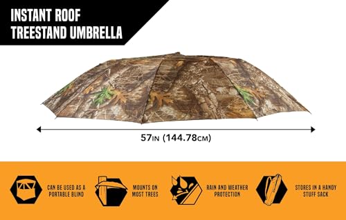Allen Company Vanish Instant Roof Tree Stand Umbrella - Large Umbrella with Realtree Edge Camo - Durable and Portable Hunting Umbrella - Hunting Gear and Accessories - 57" W