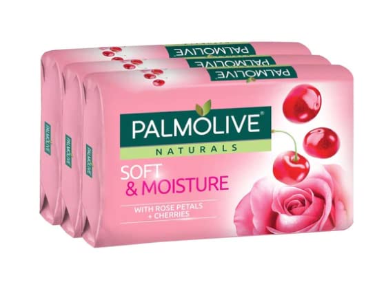 Palmolive Naturals Soft & Moisture Bar Soap with Rose Petals & Cherries, 80 G / 2.8 Ounce Bars, 3 in a Pack (Pack of 4) Total 12 Bars