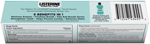Listerine Essential Care Powerful Mint Toothpaste Gel, 4.2 oz