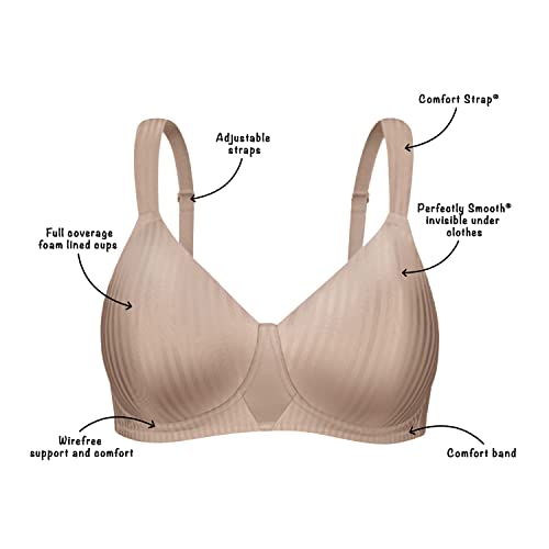 PLAYTEX Womens Perfectly Smooth Full-coverage Wireless T-shirt For Figures Full Coverage Bra, Pink Pirouette, 36DDD US