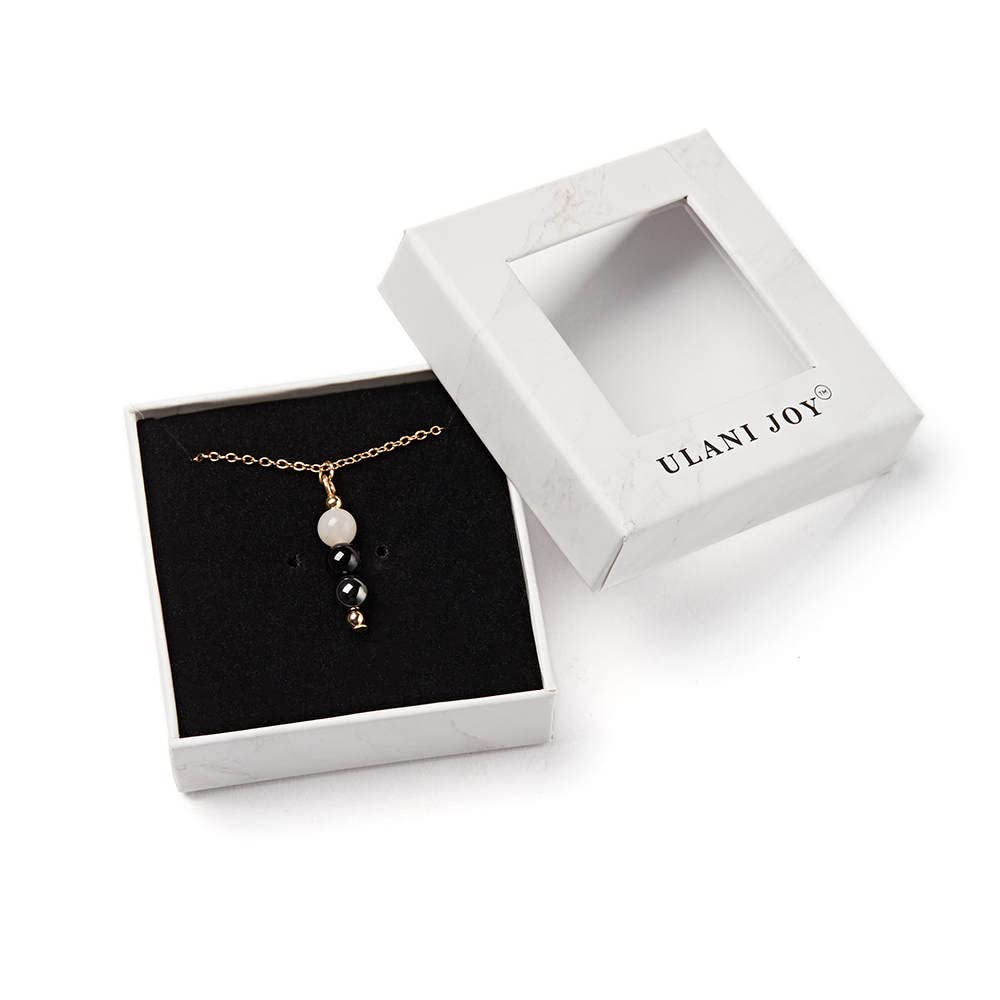 ULANI JOY EMPATH PROTECTION NECKLACE PENDENT FOR ENERGY PROTECTION AND BALANCE,NATURAL 6MM GEMSTONES ROSE QUARTZ, BLACK TOURMALINE AND HEMATITE LENGTH 16 INCH PLUS EXTENDER, tourmaline, hematite