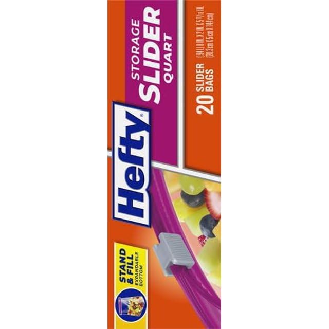Hefty Slider Bags, Quart, 20 CT(3)
