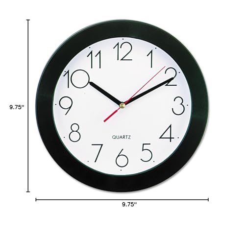 Universal UNV10421 9.75 in. Bold Font Round Wall Clock - Black