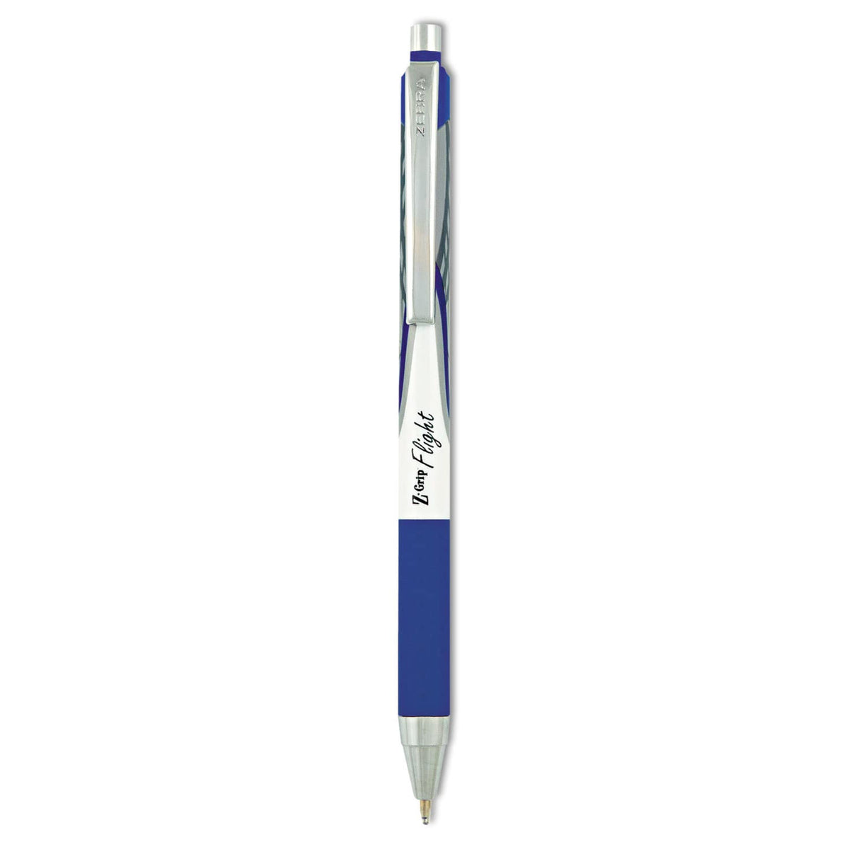 ZEBRA Z-Grip Flight Retractable Ballpoint Pen 1.2 mm, Bold, Blue, Dozen (21920)