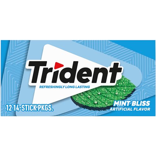 Trident Mint Bliss Sugar-Free Chewing Gum, 12 Packs of 14 Pieces (168 Total Pieces)