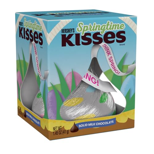 HERSHEY'S KISSES Solid Milk Chocolate, Easter Candy Gift Box, 1.45 oz (12 Pack)