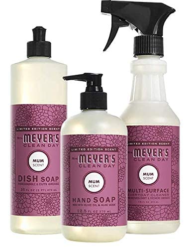 Mrs. MEYER'S Mum Kitchen Set Variation Includes, 1 Hand Soap, 1 Dish Soap, and 1 Multi Surface Cleaner 3 ct.