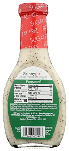 Skinny Girl Poppyseed Fat Free Dressing, Vegan Friendly, Kosher, Gluten Free, 8 Fluid Ounce (Pack of 6)