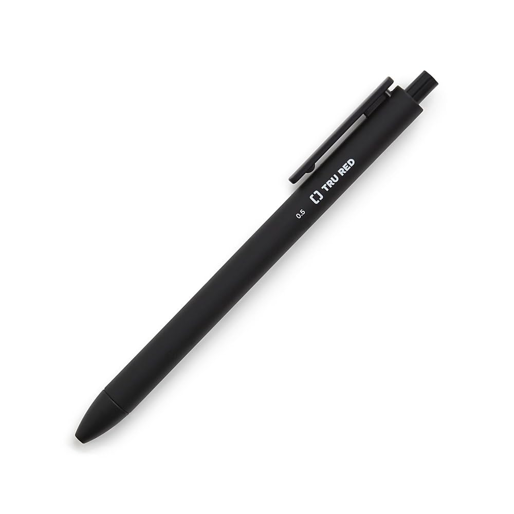 STAPLES TRU RED Retractable Quick Dry Gel Pens Fine Point 0.5mm Blk Dozen