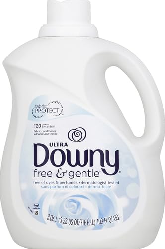Downy Ultra Free & Gentle Liquid Fabric Conditioner (Fabric Softener), 120 Loads, 103 fl oz (Packaging May Vary)