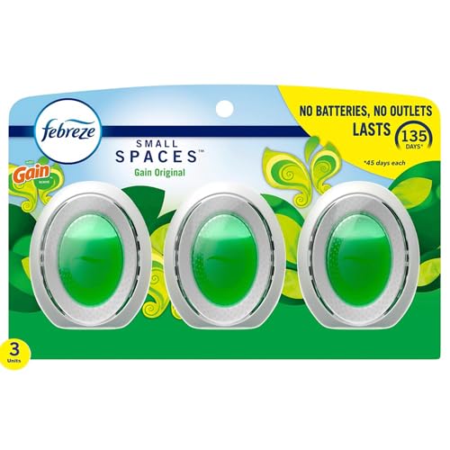 Febreze Small Spaces Air Freshener, Plug in Alternative, Gain Original Scent, 3 Count pack (Case of 6 packs)
