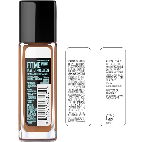 Maybelline Fit Me Matte + Poreless Liquid Oil-Free Foundation Makeup, Deep Golden, 1 Count (Packaging May Vary)