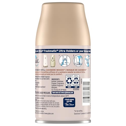 Glade Automatic Spray Refill, Air Freshener for Home and Bathroom, Cashmere Woods, 6.2 Oz