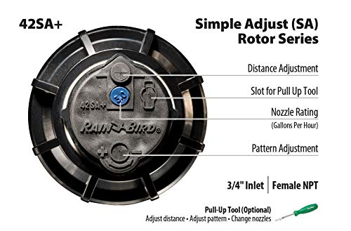 Rain Bird 42SA+/4PK Simple Adjust Gear Drive Rotor, Adjustable 40Â° - 360Â° Pattern, 26' - 38' Spray Distance, 4-Pack
