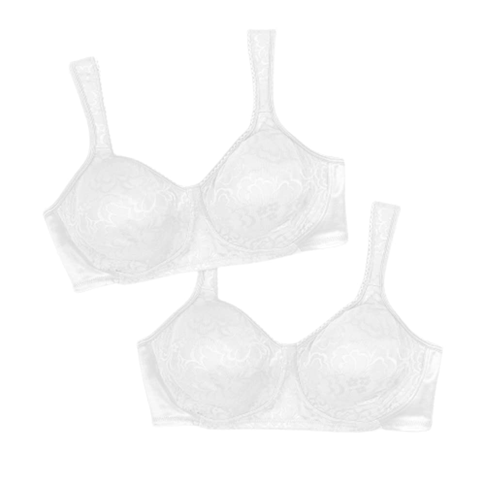 Playtex Women's 18-Hour Ultimate Lift Wireless Full-Coverage Bra, Single, White/White, 2-Pack, 40B