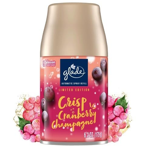 Glade Automatic Spray Refill, Air Freshener, Crisp Cranberry Champagne, 6.2 Oz (3 PACK), Clear