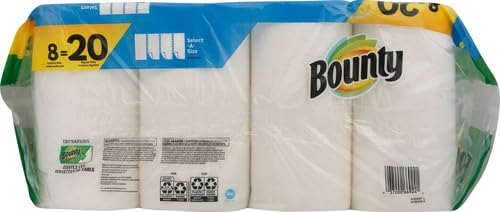 Bounty Select-A-Size Paper Towels, White, 8 Double Plus Rolls = 20 Regular Rolls