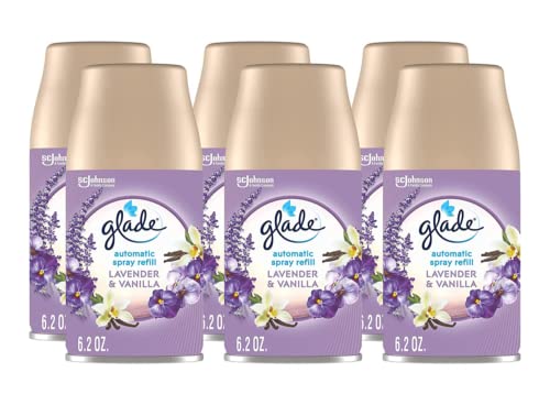 Glade Automatic Spray Refill, Air Freshener for Home and Bathroom, Lavender & Vanilla, 6.2 Oz. (Pack of 6)