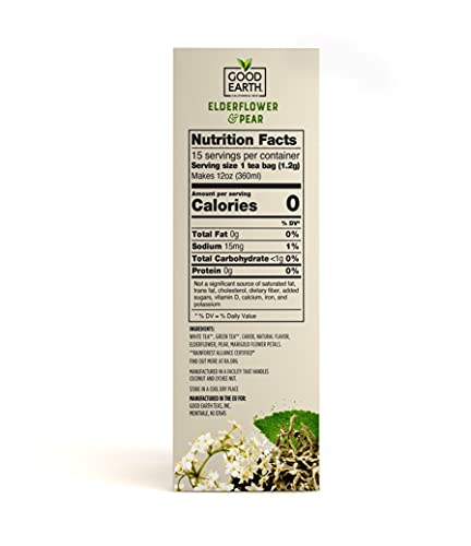 Good Earth Sensorials Elderflower & Pear White Tea 15 ct Box