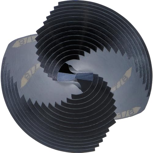 Klein Tools QRST11 Step Drill Bit, Quick Release Spiral Double-Fluted, 7/8 to 1-1/8-Inch, Hex Shank, Cut Steel, Wood, Plastic, Aluminum