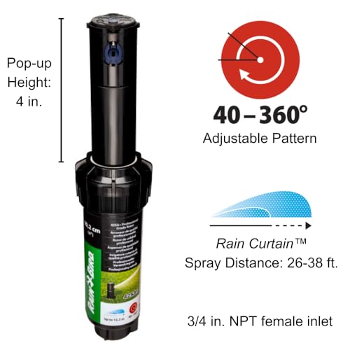 Rain Bird 42SA+/4PK Simple Adjust Gear Drive Rotor, Adjustable 40Â° - 360Â° Pattern, 26' - 38' Spray Distance, 4-Pack