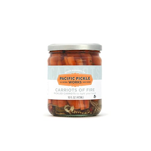 Carriots of Fire - Spicy Pickled Carrot Sticks with Jalapeño - Gourmet Carrots for Snacking - non-GMO, Kosher, Gluten-Free 16 oz (6-pack)