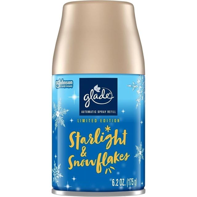 Glade Automatic Spray Refill, Air Freshener for Home and Bathroom, Starlight & Snowflakes, 6.2 Oz (Pack of 6)