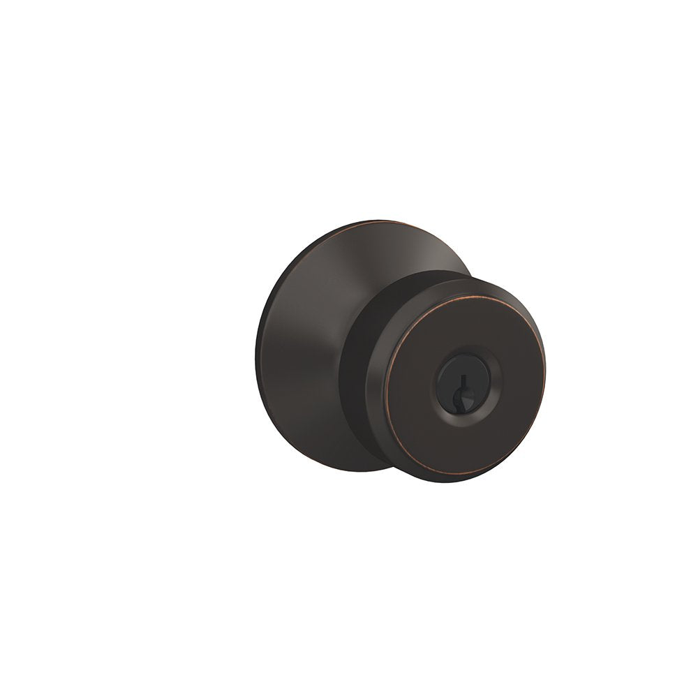 SCHLAGE F51A BWE 716 Bowery Knob Keyed Entry Lock, Aged Bronze
