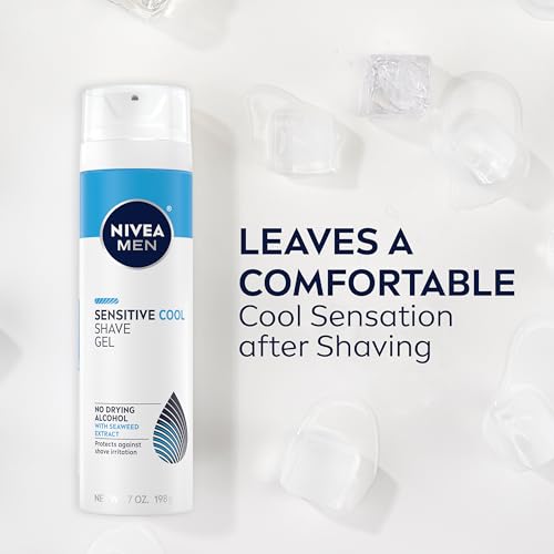 NIVEA MEN Sensitive Cool Shave Gel with Seaweed and Chamomile Extracts, Alcohol Free Shaving Gel for Men Protects and Provides Cool Sensation, 3 Pack of 7 Oz Cans