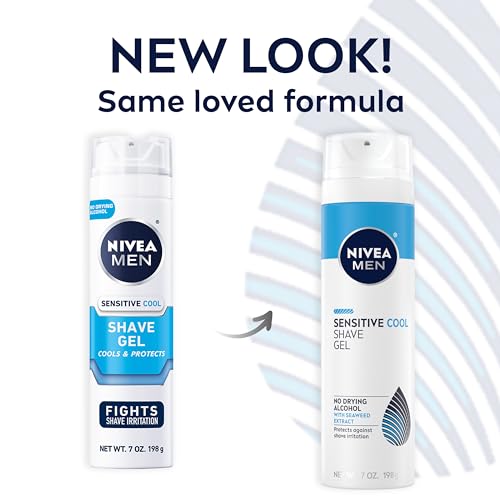 NIVEA MEN Sensitive Cool Shave Gel with Seaweed and Chamomile Extracts, Alcohol Free Shaving Gel for Men Protects and Provides Cool Sensation, 3 Pack of 7 Oz Cans