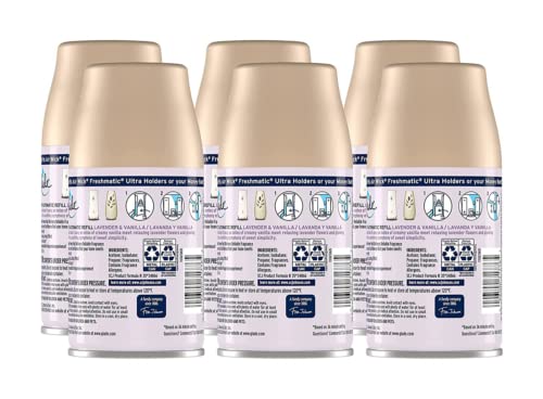 Glade Automatic Spray Refill, Air Freshener for Home and Bathroom, Lavender & Vanilla, 6.2 Oz. (Pack of 6)