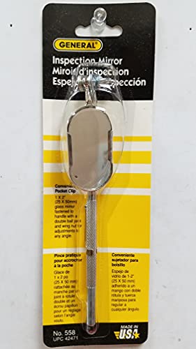 General Tools 558 Inspection Mirror, 9 inch Fixed Length, 1 inch by 2 inch Oval Mirror