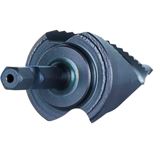 Klein Tools QRST11 Step Drill Bit, Quick Release Spiral Double-Fluted, 7/8 to 1-1/8-Inch, Hex Shank, Cut Steel, Wood, Plastic, Aluminum