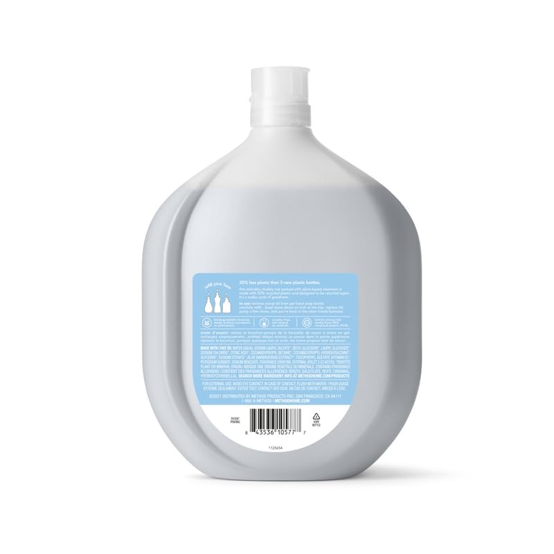 Method Gel Hand Soap Refill, Sweet Water, Recyclable Bottle, Biodegradable Formula, 34 oz (Pack of 4) (Packaging May Vary)