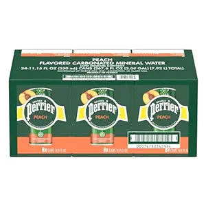 Perrier Peach Flavored Sparkling Water, 11.15 Fl Oz Cans 8 Count (Pack of 3)