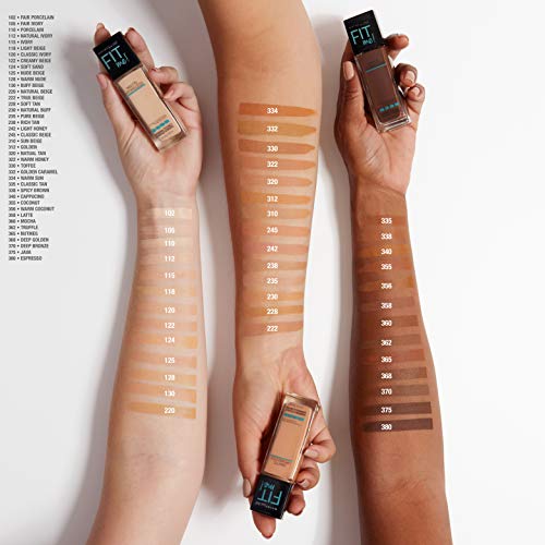 Maybelline New York Fit Me Matte + Poreless Liquid Foundation Makeup, Nude Beige, 2 COUNT Oil-Free Foundation, 2 Oz