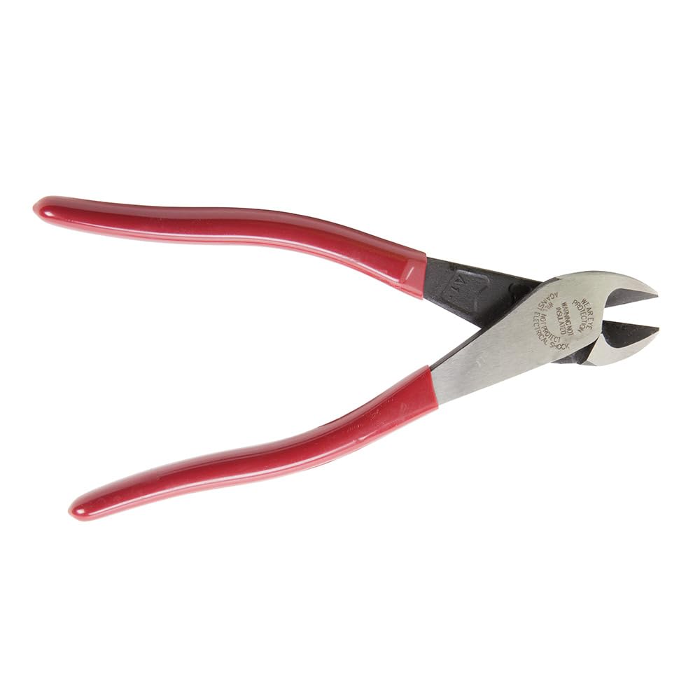 Klein Tools D228-8 Pliers, Made in USA, Diagonal Cutting Pliers with Short Jaw and Beveled Knives, High-Leverage Color-Coded Wire Cutters, 8-Inch