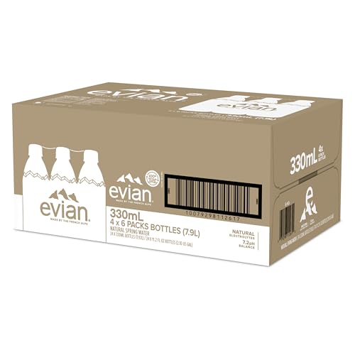 Evian Natural Spring Water, 330 ML (11.15 fl oz) bottles, 24 pack