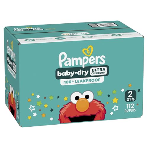 Pampers Diapers - Baby Dry - Size 2, 112 Count, Absorbent Disposable Infant Diaper (Packaging May Vary)