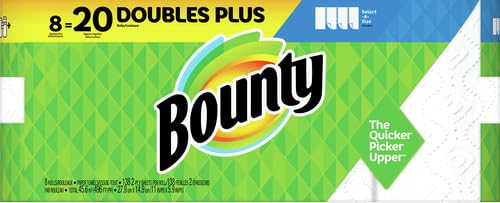 Bounty Select-A-Size Paper Towels, White, 8 Double Plus Rolls = 20 Regular Rolls