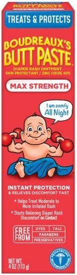 Boudreaux's Butt Paste Maximum Strength Diaper Rash Ointment, 4 Ounce (Pack of 4)