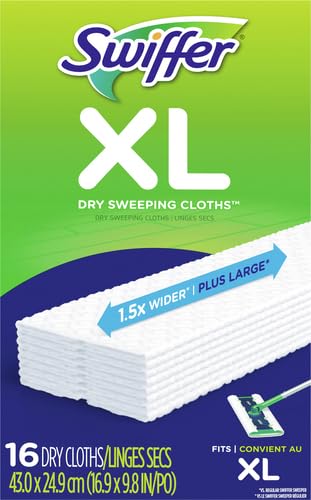Swiffer Sweeper Dry Sweeping Pad Multi Surface Refills for X-Large Dusters Floor Mop, Unscented, 16 Count (Packaging May Vary)